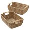 Casafield Set of 2 Water Hyacinth Seagrass Oval Storage Baskets with Wooden Handles - Woven Bin Organizers